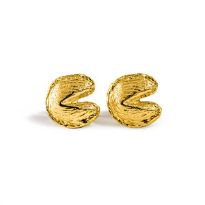 Mini Fortune Cookie Studs - Gold